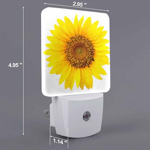 Image of LED Night Light,Yellow Summer Sunflower LED Night Light Plug into Wall with Dusk to Dawn Light Sensor White Energy Efficient Nightlight for Bedroom Bathroom Hallway Living Room Kitchen