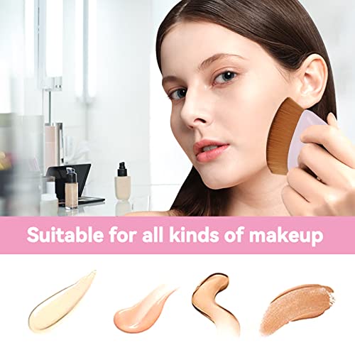 Agatige 3Pcs Foundation Brush With Case, Flat Top Hexagon Kabuki Foundation Brush Travel Makeup Brush For Blending Liquid, Cream, Powder Makeup (Pink) #TOP6