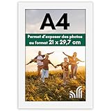 Design : Cadre photo blanc de 21 x 29,7 cm, parfait pour vos souvenirs précieux ; livré avec matériel de suspension pour un affichage sans tracas en format horizontal et vertical pour l'accrocher à plat contre le mur ; comprend un support chevalet pour l'affichage sur table.