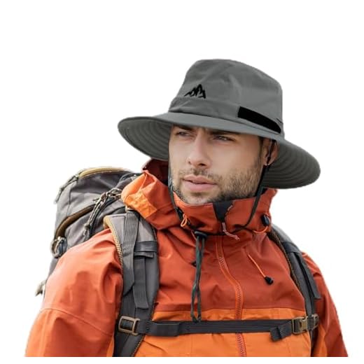 Comhats Waterproof Bucket Hat for Men Women, Outdoor Hat for Walking Golf Safari Fishing Hiking - Rain Hats - UPF 50+ Sun Hat Adjustable, Packable, Windproof Grey XXL
