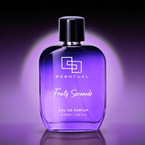Image of Scentual Fruity Serenade Eau De Parfum Parfume with Cassis, Lemon, Violet, May Rose, Freesia, Vanilla, Ambroxan, Patchouli & Woody Notes|Premium, Long Lasting Fragrance for Unisex, 100ML