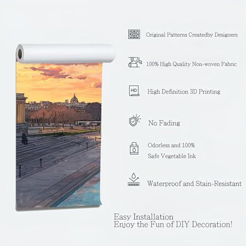 Paysage de la Tour Eiffel en papier peint photo 3D pour salon panoramique