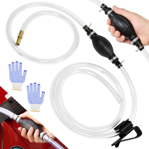 WEFHEF Bomba de Agua Manual, Bomba Manual de Combustible, Bomba Transferencia Líquido Agua con Total de 2,4M Manguera, Bomba de Mano para Transferencia de líquidos para Gasolina/Agua/Aceite/Líquidos