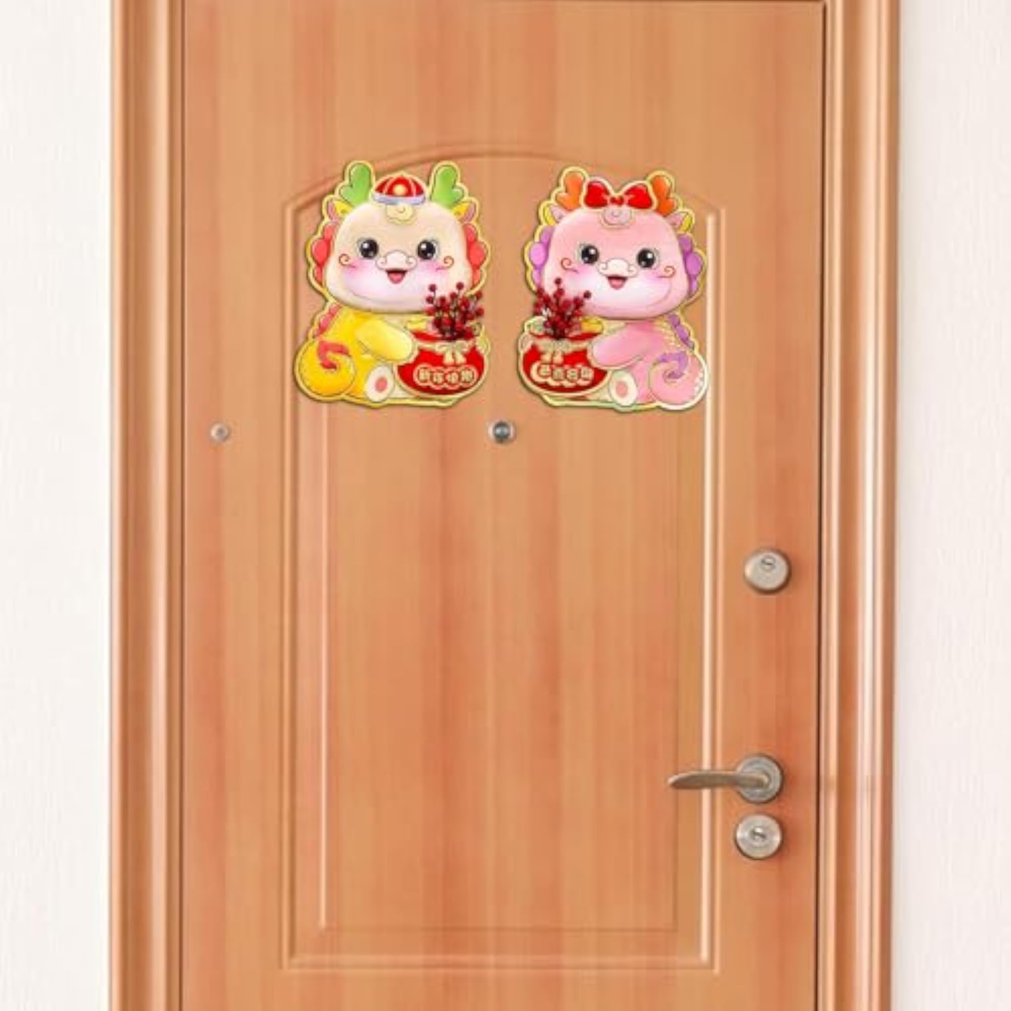 New Year Door Sticker with Red Fruit Decals
