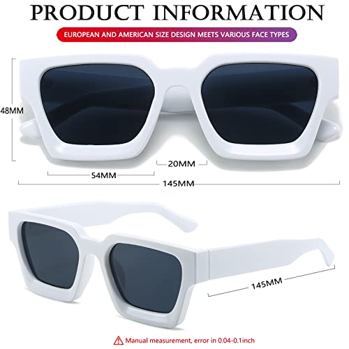 Image of AIEYEZO Square Sunglasses for Women Men Square Thick Frame Sun Glasses Simple Designer Style Shades