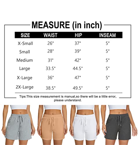 Tandisk SHORT8720-LIGHT GRAY S Women'S 5 Inch Athletic Bermuda Cotton Shorts Walking Sweat Jersey Long Shorts Casual Activewear thumb #4