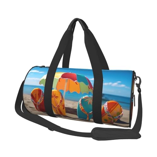 Travel Duffle Bag Lightweight Small Gym Bag Foldable Weekender Overnight Bags with Adjustable Shoulder Strap Carry On Tote Bags Colorful Flip Flops Beach Ball Hospital Bag for Women Men