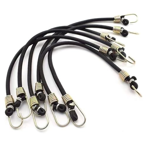 12 Pack Small Bungee Cords with Hooks, 25cm Mini Adjustable Rubber Stretchy Heavy Duty Short Elastic Bungee Cord for Bicycle,Camping,Tools,Tarpaulin and Cargo,Hanging Christmas Ornaments