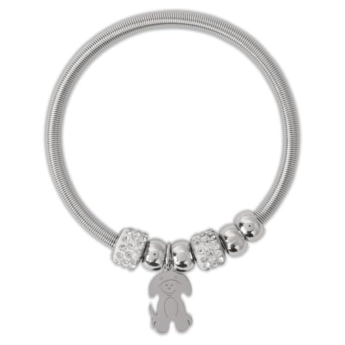 Image of I Jewels Fashion Stylish Silver Plated Adjustable Charm Bracelet with Stone Beads for Women