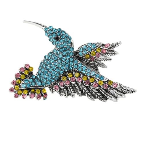Broche colibri bleu strassée pour illuminer vos tenues de soirée et mariages