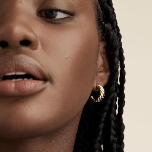 Image of Freekiss 3 Pairs Gold Hoop Earrings Set: Dainty Stud Earrings Trendy Small 14K Gold Plated Hypoallergenic Dangle Cartilage Huggie Hoop Earrings for Women Gold Jewelry for Women Gifts