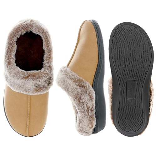 PowerStep Archwear Women's Orthotic Slippers, Arch Support Slippers, Plantar Fasciitis Relief, Neutral Arch, Shock Absorbing Sole, Lightweight, Orthotic House Shoes, Non Slip Tread, Light Brown, 92