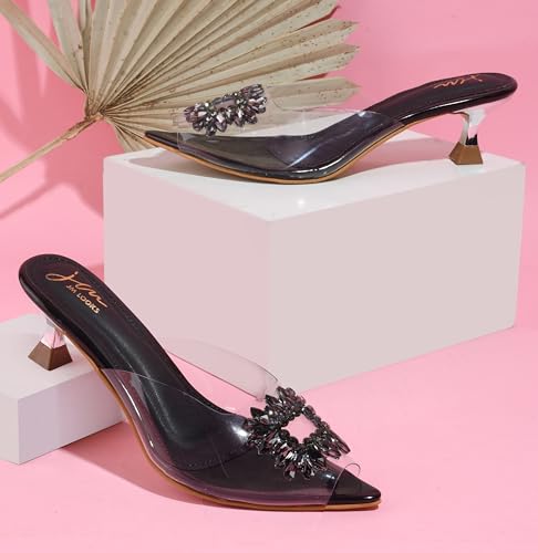Image of JM LOOKS Comfortable and Stylish Kitten Heels Transparent Upper Sandals For women and Girls