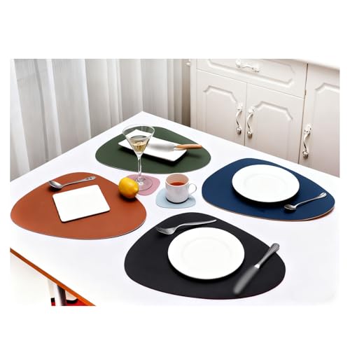 Set de table en cuir imperméable anti-tache et antidérapant style goutte d'eau - 7