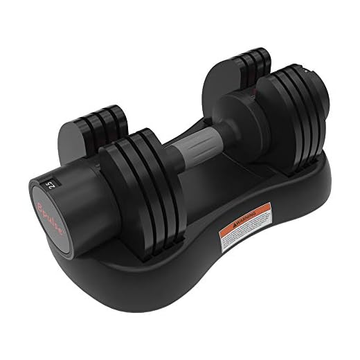 Bpulse 27.5lb Single Adjustable Dumbbell Dial Adjustable Dumbbell with Handle and Weight Plate Fast Adjust Weight by Turning Handle, Great for Full Body Workout