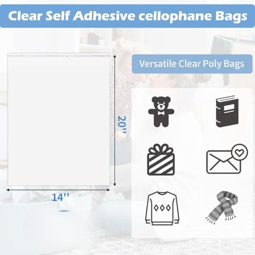 Image of RAAHII 50 piece Plastic packing Transparent Sealable Poly Bags For Saree suit shirt jacket Clothes cover storage in wardrobe Clear Dust & Moisture Resistant Clothing Covers (50, 10X14)