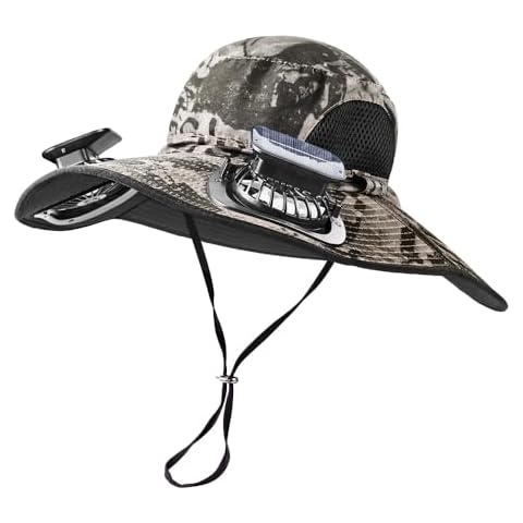 FUNANASUN Wide Brim Solar Fan hat with Fan Built in, Mission Cooling hat UV Protection Fan hat for Fishing, Hiking, and Outdoor Adventures Khaki Cover
