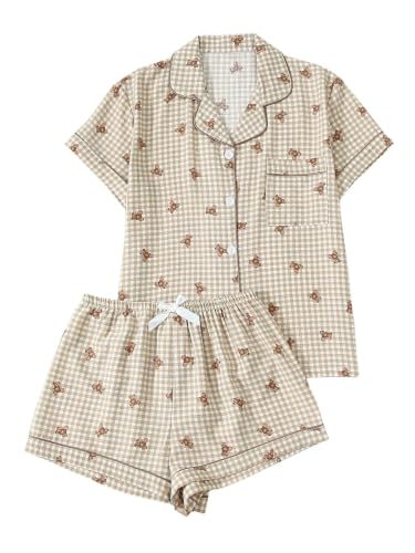 Image of Floerns Women's Floral Print Sleepwear Two Piece Beach Pajama Set