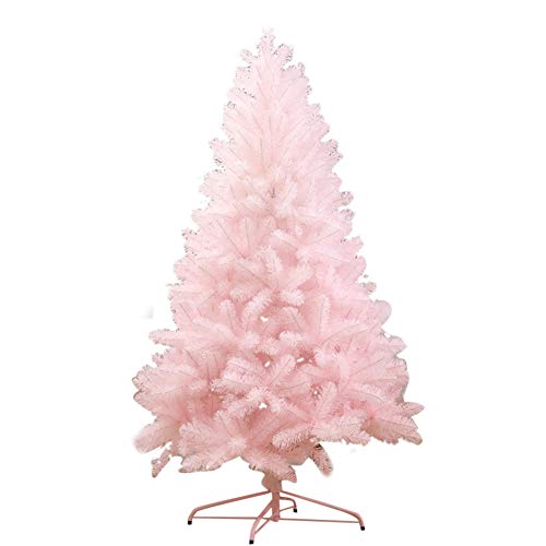 Árbol de Navidad rosa de 2.1m denso en PVC con base metálica duradera