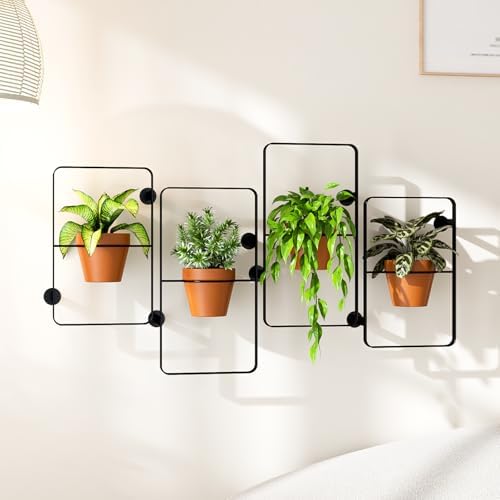 Bamworld Metal Hanging Plant Shelf - Indoor Window Sill 4 Pots St...