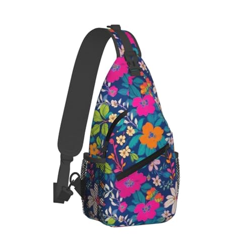 Mochila sling floral urbana para mujer y hombre miniatura 2