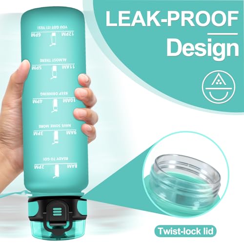 Trinkflasche 500ml, Wasserflasche mit Filte, Sport Trinkflaschen Kohlensäure Geeignet,mit Zeitmarkierungen, Auslaufsicher für Picknick, Schule, Junge, Mädchen, Büro