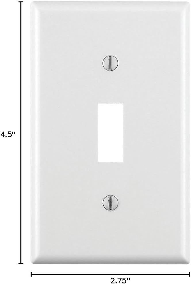 Leviton 1-Gang Toggle Device Switch Wallplate, Standard Size, Thermoset, Device Mount (10 Pack), 88001-WMP, White