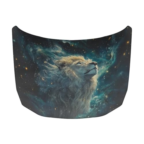 Image of Lion Print Vehicle Engine Hood Cover Wrap Elastic Dustproof Auto Front Hood Cover Protector Cloth Car Accessories Universal Fit for Van Sedan Trucks