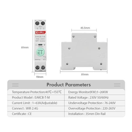 Disjoncteur intelligent Zigbee Tuya 20A pour tableau électrique connecté - 2