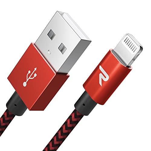 RAMPOW iPhone Ladekabel 2m,Lightning Kabel Kompatibel mit iPhone13,iPhone12, iPhone11, iPhoneXS, iPhone XR, iPhone X, iPhone 8, iPhone 7, iPhone 6, iPad - iOS 15-2m Rot Cover