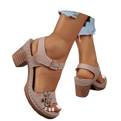 Femmes Commerce Extérieur Européen et Rétro Grande Taille Creux Léger Semelle Souple Chaussures de Loisirs Sandales, kaki, 43 EU Large