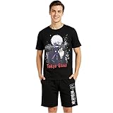 Get Trend Tokyo Ghoul Pijama Hombre Verano Algodon, XS-XL, Camiseta Manga Cortas & Pantalones Cortos, Ropa de Dormir Cómodo, Regalo Hombre (S, Negro Tokyo Ghoul)
