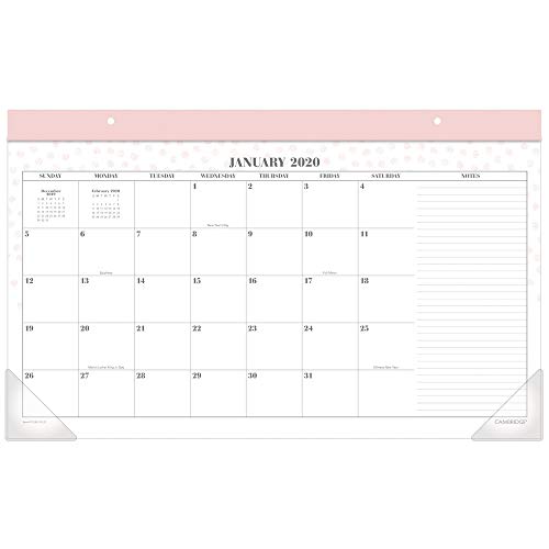 2020 Desk Calendar, Cambridge Monthly Desk Pad, 18" x 11", Compact, Workstyle, Pink