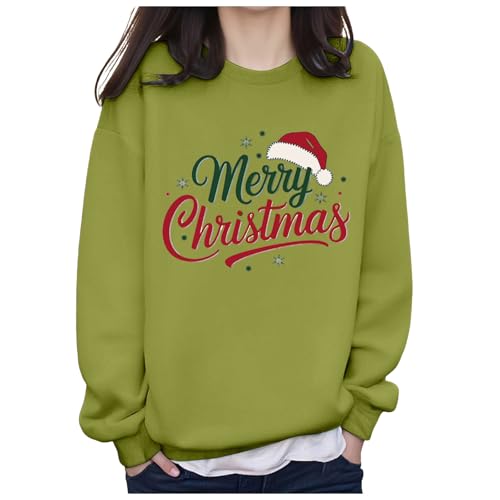 トレーナー レディース ラウンドネック オーバーサイズ 長袖トップス 無地 裏起毛 着回し力 ゆったり キャンパススタイル 人気 ファッション かわいい クリスマス プリント お出掛け カジュアル 春 秋 冬(L,グリーン)
