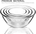 M MCIRCO Bols de mélange de verre avec des lids, 4 Packs Ensemble de bols en verre, Bols pour la préparation des repas, Entreposage des aliments, Bol pour la cuisine, Cuisson, Sans BPA, 0.8/1/7/1.6/2.9/4.8 Qt