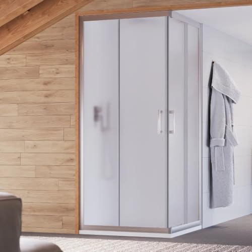Cabina de ducha Java de 80x80 cm con dos puertas correderas de cristal mate 3