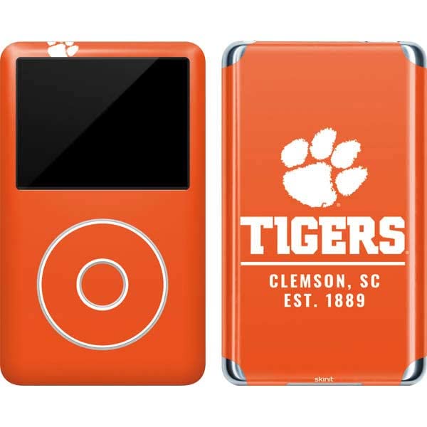 Skinit Decal MP3 Player Skin Compatible with iPod Classic (6th Gen) 80GB - Officially Licensed College Clemson Tigers Est 1889 Orange Design