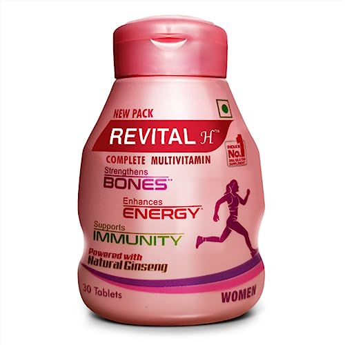 Revital H for Woman with Multivitamins, Calcium, Zinc & Natural Ginseng for Daily Immunity Strong Bones, and Enhances Energy Level – 30 Capsules