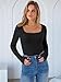 ANRABESS Women Scoop Neck Bodysuits Long Sleeve Tops 2025 Fall Slim Fit Ribbed Knit Sexy Soft Basic Shirts Fashion Outfits Black Medium