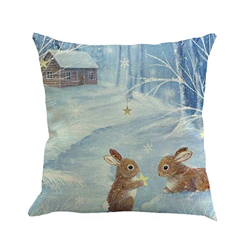 Kolylong® Weihnachts Kissenbezug Leinen Platz Werfen Flachs Kissenbezug Dekorative Kissen Geschenk Zierkissenbezüge Schneemann Schöne Kissenbezug Home Decor 45 cm * 45 cm