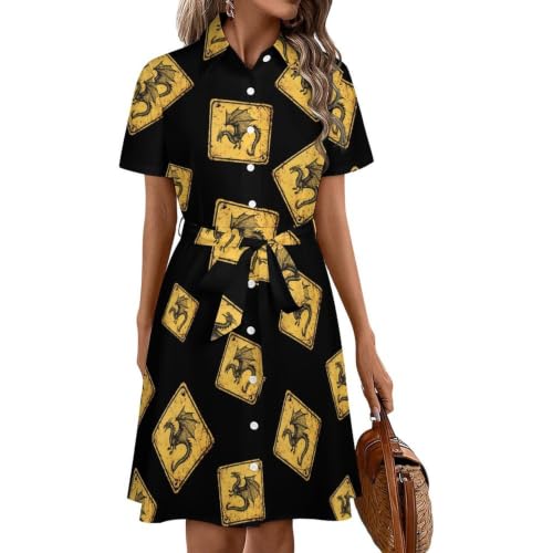 Robe d'été légère midi anti-chaleur à boutons pour un style décontracté