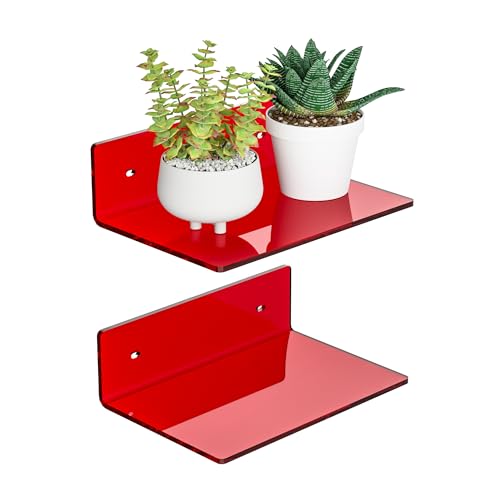 Sezanrpt 23cm rotes Acryl kleine Wandregal, Home Wall Display Ledges für die Lagerung, Raum Dekor, Platzeinsparung, Gegenstände Organizer, 2 Packung Sezanrpt 23cm rotes Acryl kleine Wandregal, Home Wall Display Ledges für die Lagerung, Raum Dekor, Platzeinsparung, Gegenstände Organizer, 2 Packung