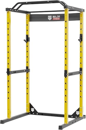 Major Fitness Power Cage, F16 Squat Rack All-in-One 1200lbs Capacity Power Rack with Attachment for Home Gym, Weight Cage (F16 Power Rack, YELLOW)
