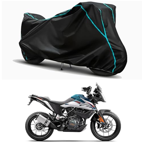 Image of Waterproof Bike Body Cover Compatible for | KTM 250 Adventure STD | Taffeta Fabric, Sky Piping Design, Bottom Elastic Fit | Dustproof, Sun UV & Rain Protection for All Weather.