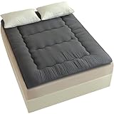 FISHDRU Futon-Matratze, japanische Bodenmatratze, Japanisches Bodenbett, faltbares Tatami-Bett, aufrollbare Schlafunterlage für Gästeraum, Schlafzimmer (Hellgrau, 1)