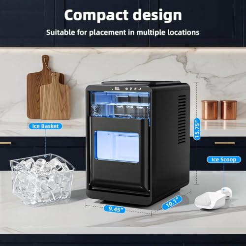 Image of Antarctic Star Countertop Crescent Ice Maker, Slow-Melting Ice Cubes | 27 Lbs /24H Output, 16 Cubes in 15 Mins, One-Touch Self-Cleaning & 24H Timer, Ideal for Kitchen, Office, RV & Parties