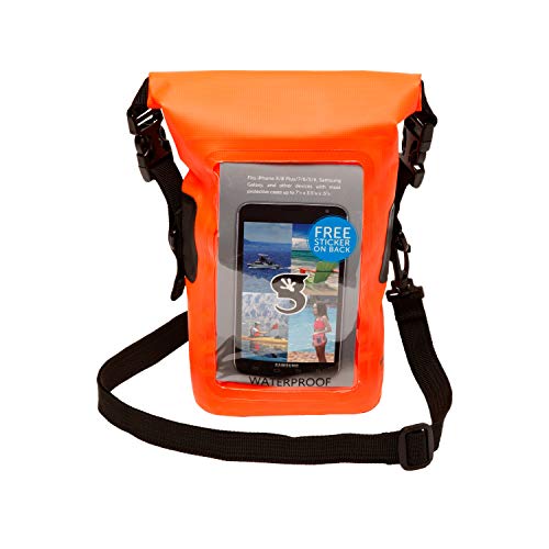 geckobrands Waterproof Phone Tote - Outdoor Phone Pouch & Dry Bag – Fits Most iPhone and Samsung Galaxy Models, Neon Orange