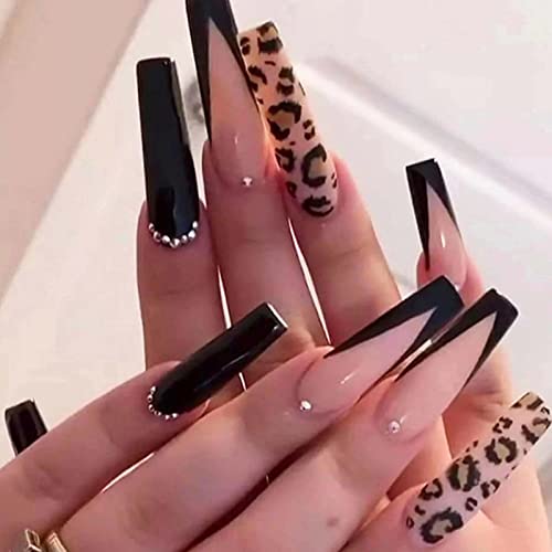 Long Press on Nails Square French Fake Nails Full Cover Nude Acry...