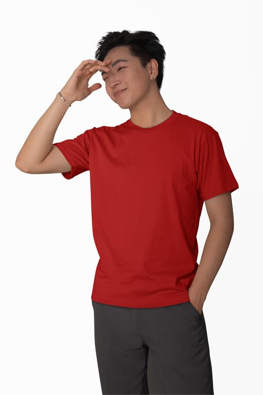 Image of Solid T Shirt for Men | Men's Premium Cotton T-Shirt | Round Neck | Regular Fit | Comfortable Fabric | Stylish & Lightweight | Perfect for Everyday Use