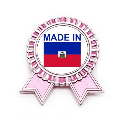 Broche cœur rose Haiti Country métal taille M bijou de veste et accessoire sac à dos